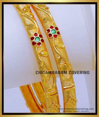 BNG806 - 2.8 Flower Model Forming Gold Bangles Design for Bridal