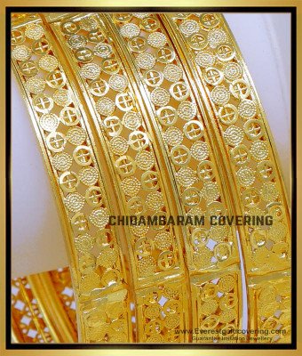 BNG816 - 2.8 Size Bridal Wear 4 Bangles Set Gold Designs for Wedding