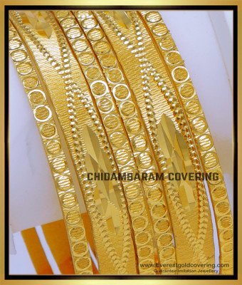 BNG819 - 2.6 Gold Plated Daily Wear 4 Bangles Set Gold Designs Online