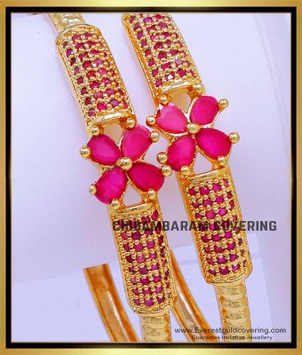BNG853 - 2.8 New Model Ruby Stone Covering Bangles Online Shopping