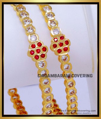 BNG870 - 2.8 Impon White Stone Gold Bangles Design for Regular Use