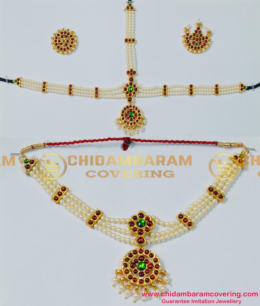 BNS01- Complete Set Bharatanatyam Jewellery with All The 10 Separate Ornaments 