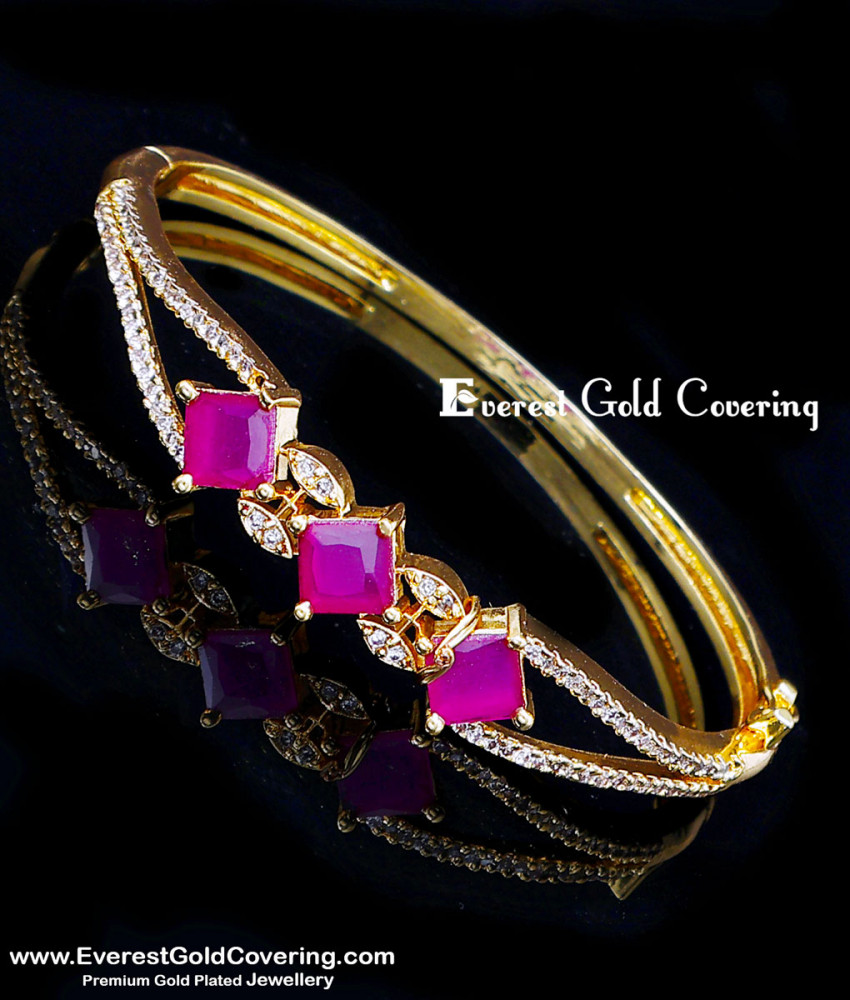 Beautiful Party Wear Ruby Stone Kappu Bracelet for Girls simple gold kada bracelet design for ladies
