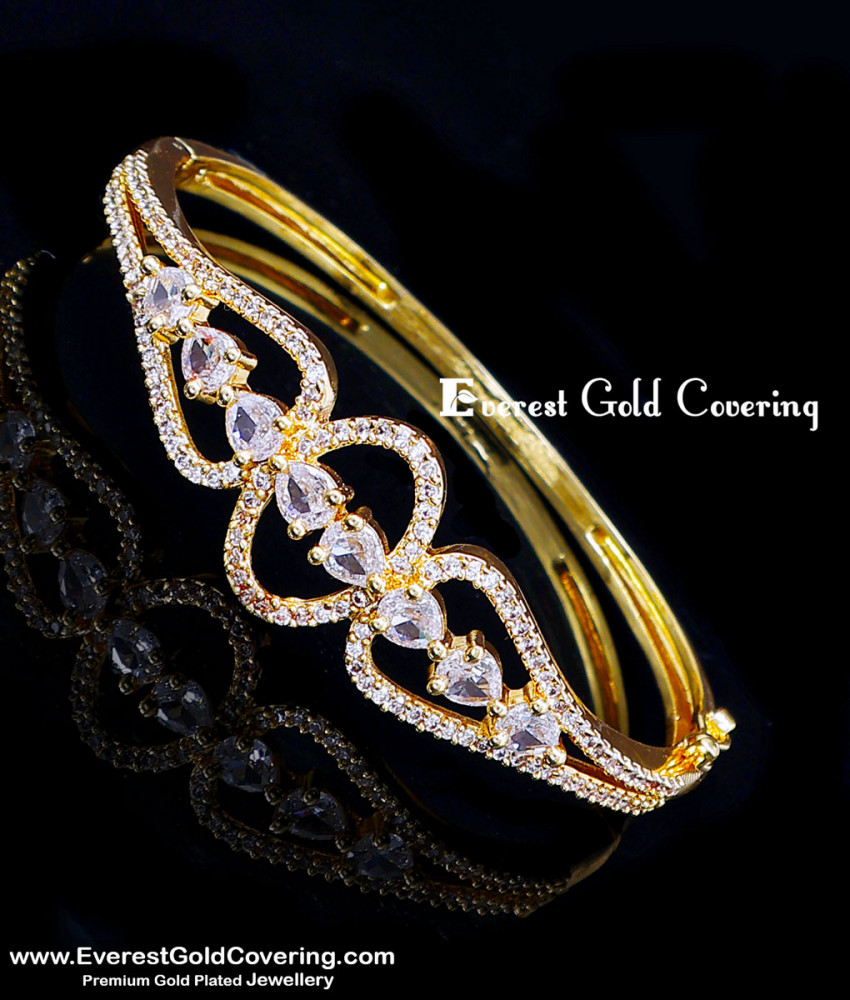 Unique Artificial Diamond Stone Bangle Type Bracelet Gold single bangle designs for ladies