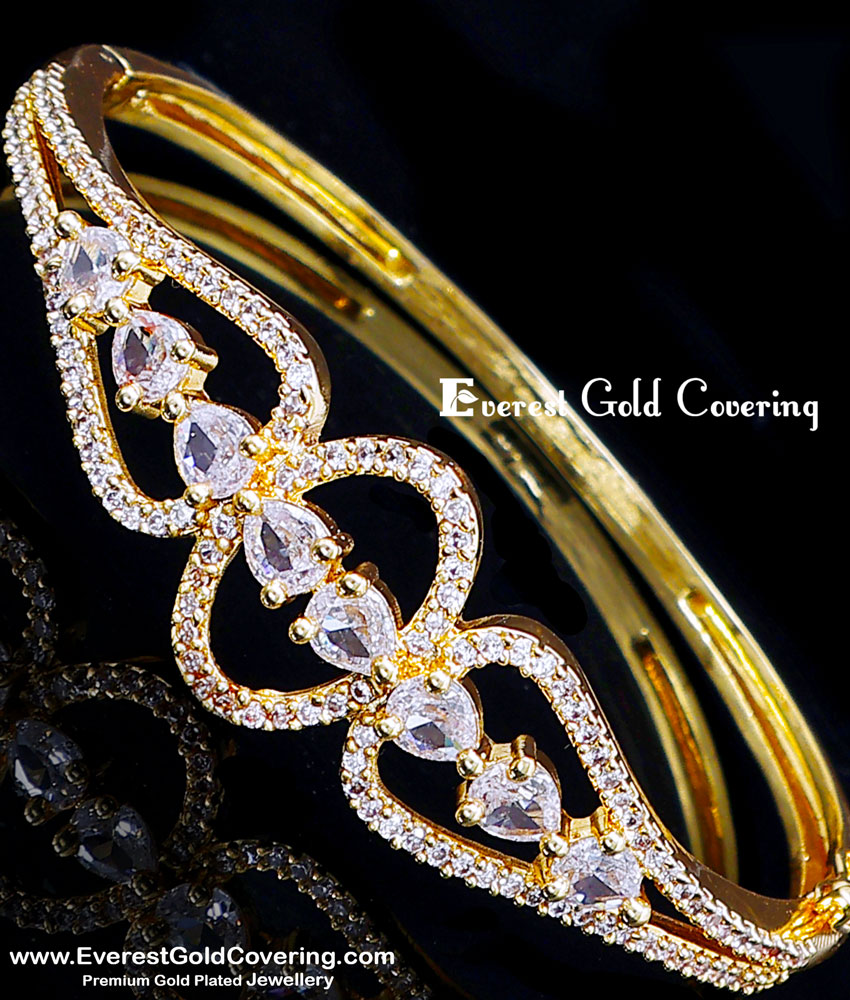 Unique Artificial Diamond Stone Bangle Type Bracelet Gold single bangle designs for ladies