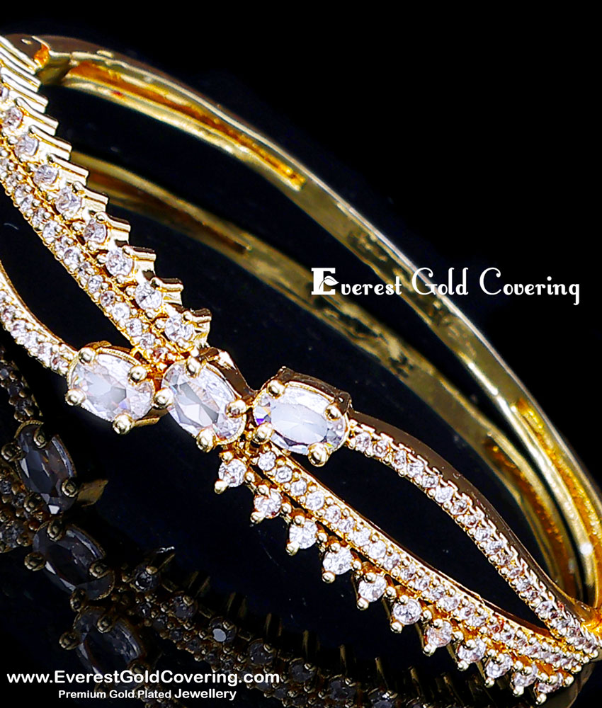 1 Gram Gold Plated White Stone Kada Bracelet for Girls 1 gram gold kada bracelet for ladies