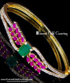 Beautiful Party Wear Leaf Design Stone Kada Bracelet gold plated stone kappu design