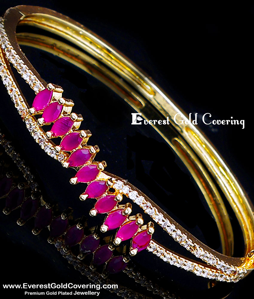 New Model Gold Plated Grams Stone Kappu Bracelet Online 1 gram gold kada bracelet