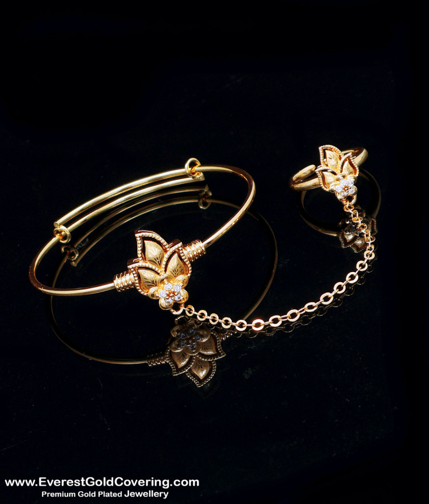 Rose Gold Attached Bracelet with Ring for Baby Girl rose gold jewellery set
