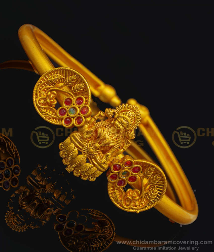 BCT231 - 2.6 Size Beautiful Temple Bangles Bracelet Lakshmi Design Adjustable Kappu Nagas Jewellery bracelet for women, bracelet for girls, bracelet gold, bracelet silver, gold kappu, gold kappu bagels, 1 gram gold jewellery, gold plated jewellery,
