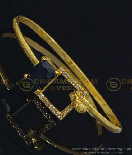 BCT251 - 2.6 Size New Model Party Wear Black Stone 1 Gram Gold Bracelet Online Shopping 