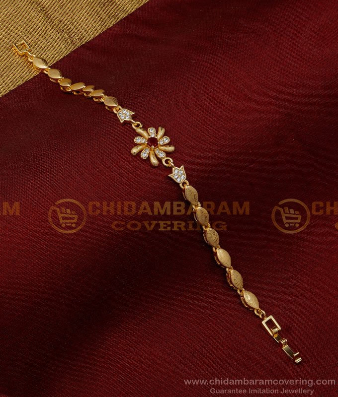 BCT301 - Elegant First Quality Rose Gold Stylish Stone Bracelet Flower Design Ladies Bracelet gold bracelet, gold covering bracelet, covering bracelet, gold plated bracelet, one gram gold bracelet, stone bracelet, imitation bracelet, bracelet for women,
