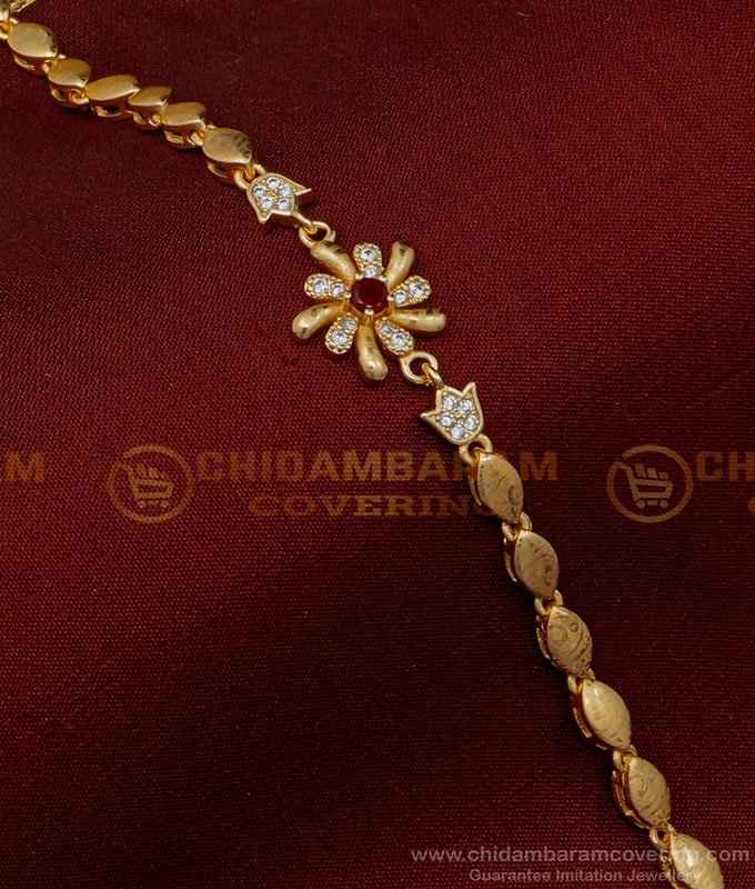 BCT301 - Elegant First Quality Rose Gold Stylish Stone Bracelet Flower Design Ladies Bracelet gold bracelet, gold covering bracelet, covering bracelet, gold plated bracelet, one gram gold bracelet, stone bracelet, imitation bracelet, bracelet for women,