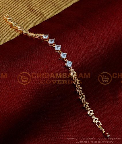 BCT373 - Lovely Diamond Look Rose Gold Stone Bracelet for Ladies
