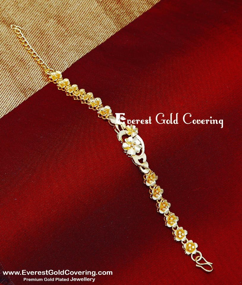 Trendy Flower Model 2 Gram Gold Bracelet for Women flower bracelet gold