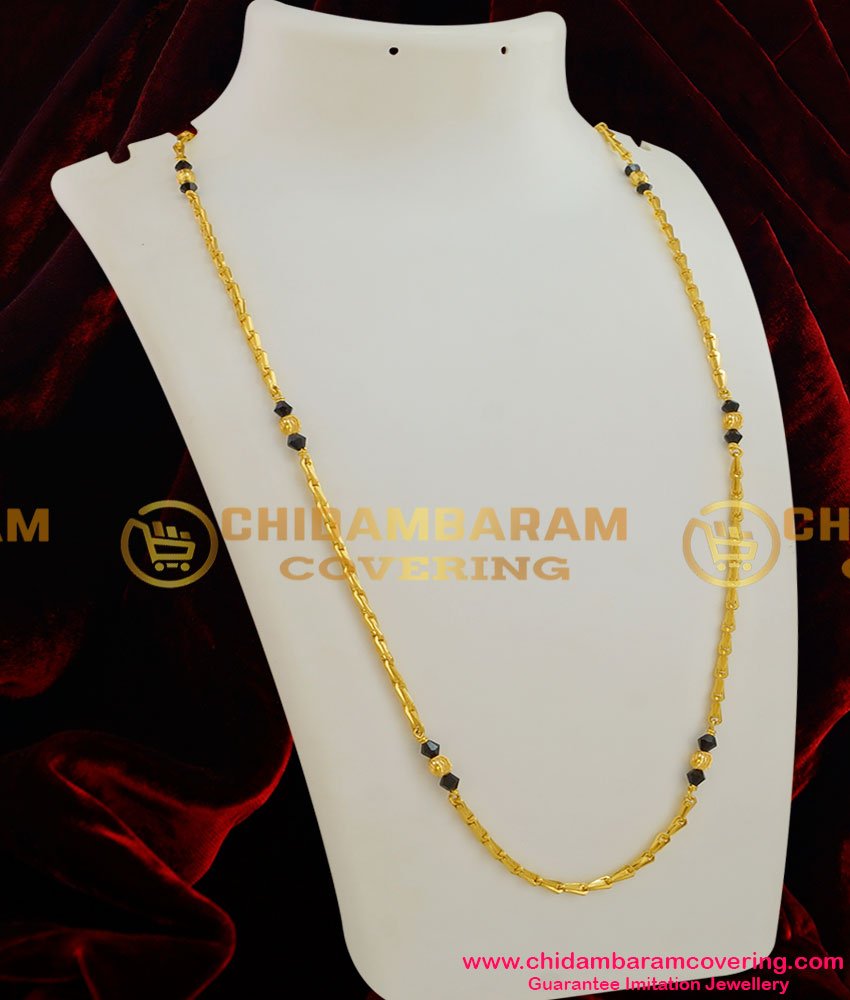 CHN010 - Wheat Chain with Two Crystal Balls combined with Golden Beads Design Jewelery