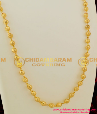 CHN036-LG - 30 Inches Long Gold Plated Gold Beads Chain Design [Milagu Mani] Daily Wear Chain