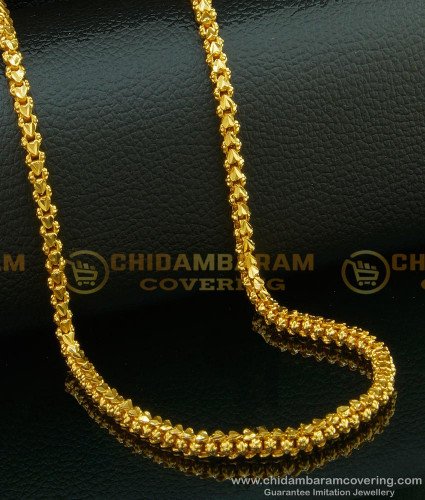 CHN110 - Gold Plated Long Chain Heavy Thick Kumil Heart Design Chain Buy Online
