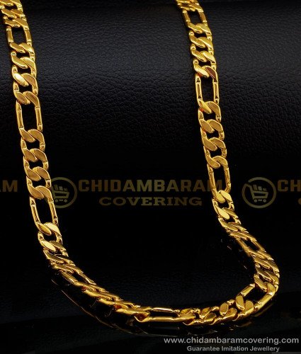 CHN172-Lg- 30 Inches Real Gold Design Daily Wear One Gram Gold Plated Solid Link Long Chain Imitation Jewellery 