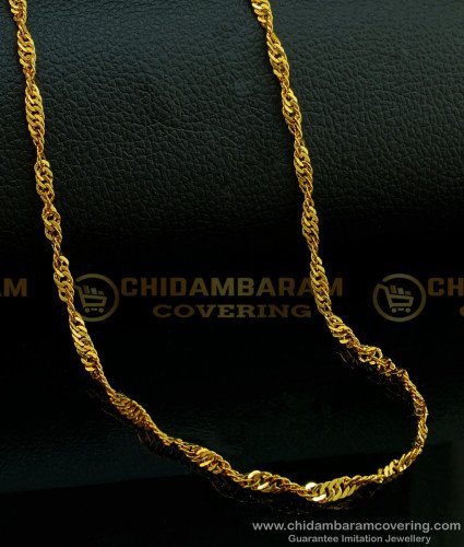 CHN206-LG - 30 Inches Long One Gram Gold Twisted Disco Chain Buy Indian Imitation Jewellery Online