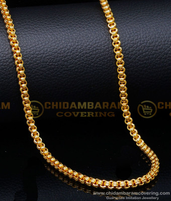 CHN341-XLG -36 Inches Long Gold Plated Chain with Guarantee | Heavy Design Chain for Men