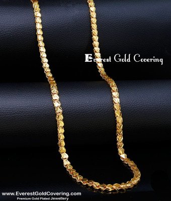 CHN395-XLG - 36 Inches Long Thick Heart Design 24k Gold Plated Chain Online