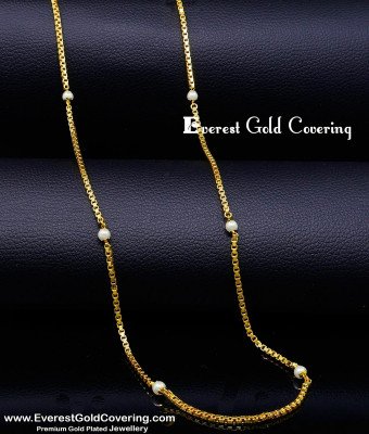 CHN407-LG - 30 Inch Latest Gold Plated Daily Use Pearl Chain for Women