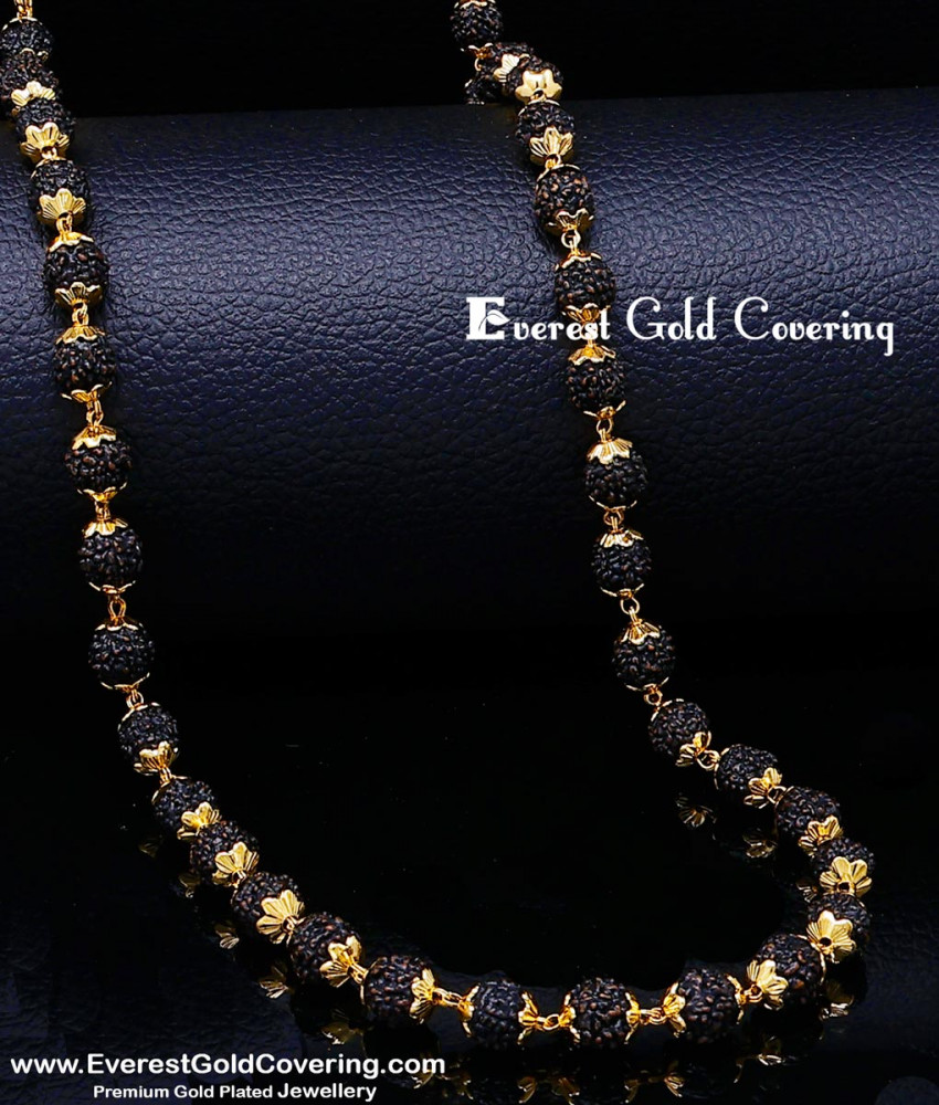 CHN431 - Micro Gold Plated Trending Black Ruthratcham Malai Design