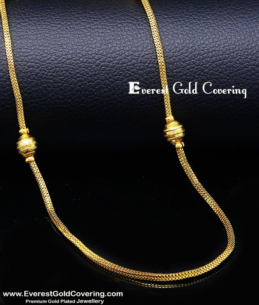 Gold Plated Square Chain with Ball Design for Daily Wear Lightweight Gold-Plated Square Chain with Ball Design for Women