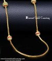 Gold Plated Square Chain with Stone Ball Design for Women Long gold-plated chain with ball design