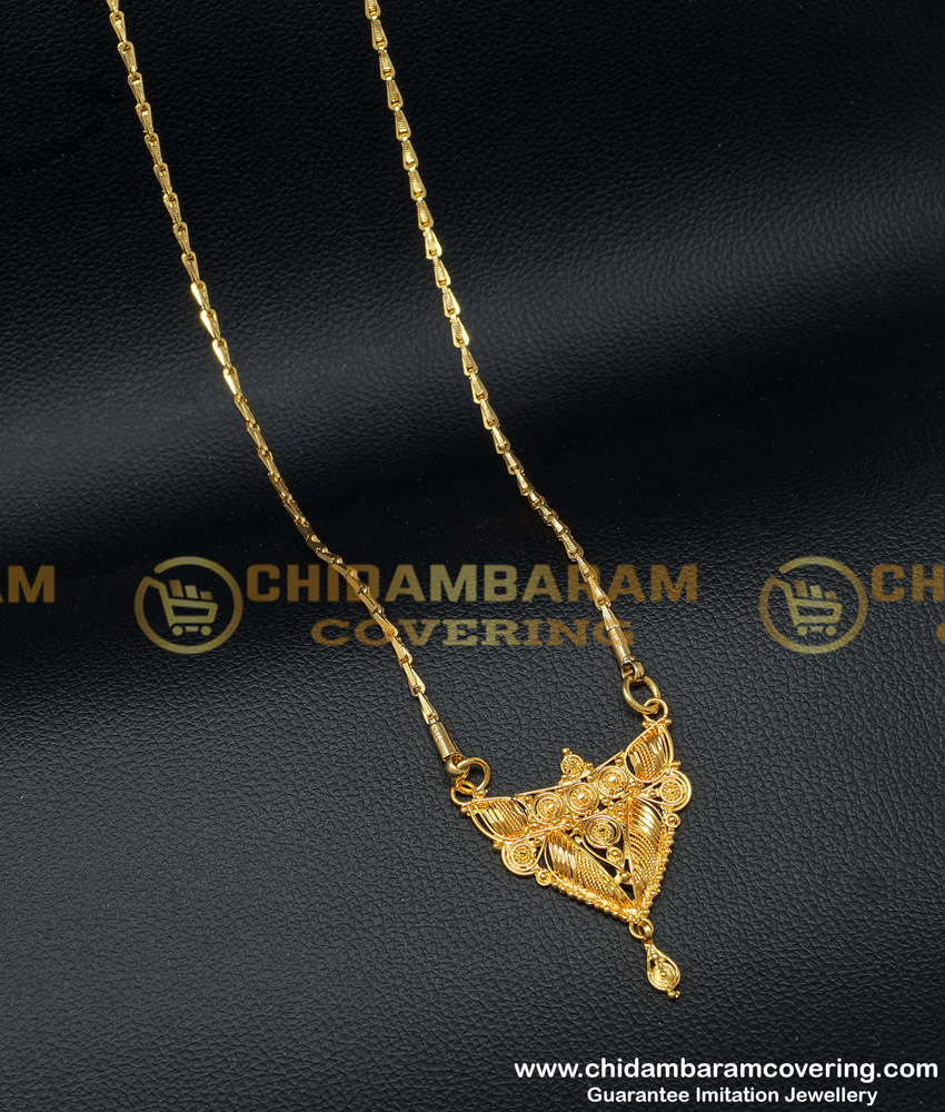 DCHN129 - Buy Indian Gold Plated Traditional Plain Dollar with Chain Online covering dollar chain, covering dollar,