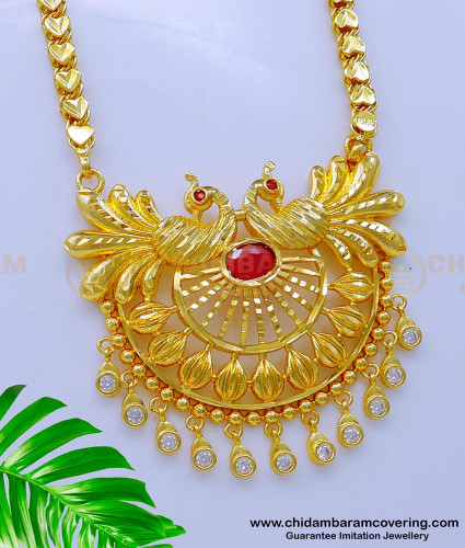 DCHN232 - South Indian Jewellery Peacock Design Big Dollar Chain Online