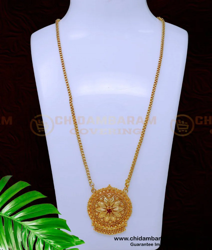 Long Necklace Designs Best Gold Locket DCHN234 Gold Design Best Quality Chain With Pendant For Ladies