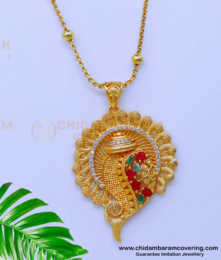 Ruby Model Chain Designs Buy Latest Ruby Emerald Sangu Model Pendant Chain Designs