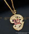 DLR094 - Impon Tamil OM White And Ruby Stone Dollar Design with Chain Buy Online impon 5 metal stone on dollar,