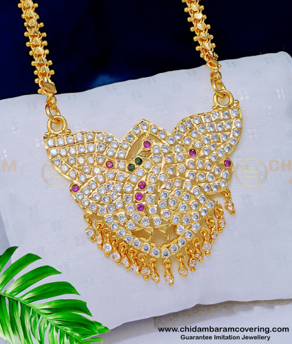 DLR139 - New Model Impon Ad Stone Peacock Design Best Quality Guaranteed Pendant with Chain 