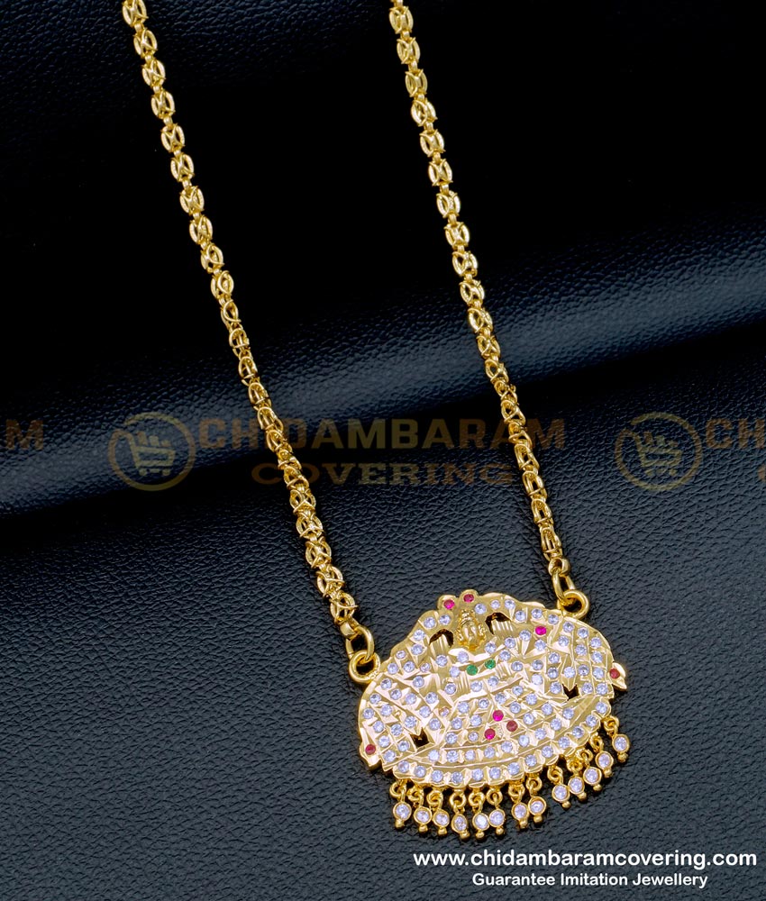Best Quality Multi Stone Impon Gajalakshmi Dollar Chain for Ladies