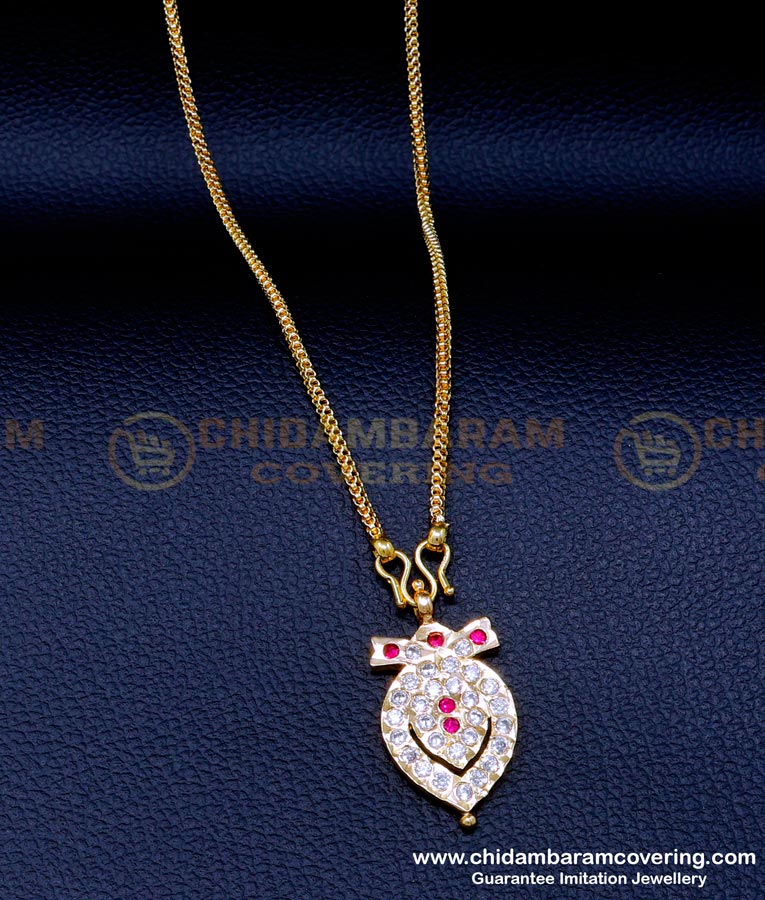 Impon Pendant Chain Gold Plated Jewellery with Guarantee impon chain online shopping, Dollar Chain New model, Dollar chain designs for ladies, Traditional Dollar Chain, impon Dollar Chain, stone pendant designs for female