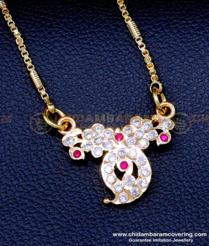 DLR235 - Gold Design Impon Pendant Design with Long Chain for Women