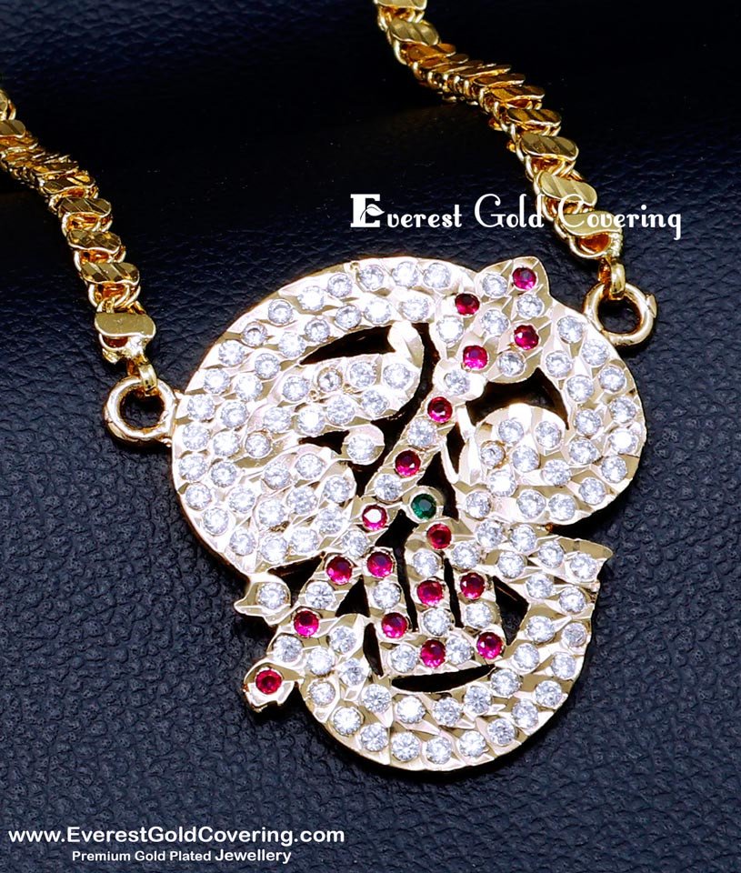 om dollar chain, om dollar, om pendant gold chain, om pendant with chain, om dollar with vel, om dollar with stone, impon dollar chain, impon pendant chain, impon chain, impon long chain