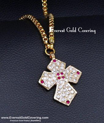 DLR321 - Original Impon Jewellery Gold Plated Cross Pendant Chain