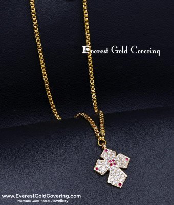 DLR321 - Original Impon Jewellery Gold Plated Cross Pendant Chain