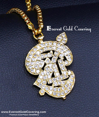 DLR328 - Five Metal White Stone Om with Vel Dollar Chain Online