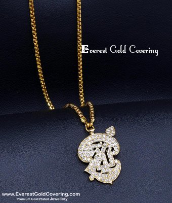 DLR328 - Five Metal White Stone Om with Vel Dollar Chain Online