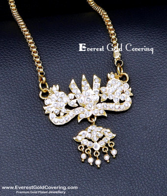 DLR337 - Impon White Stone Shanku Chakra Namam Dollar Chain