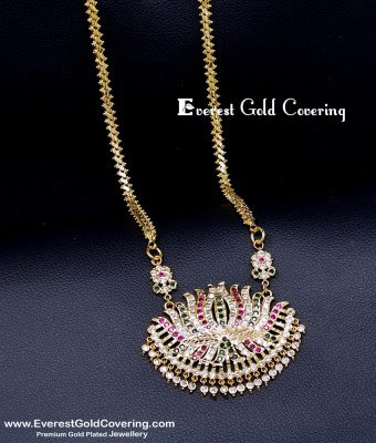 DLR344 - Latest Bridal Wear Lotus Design Panchaloha Dollar Chain