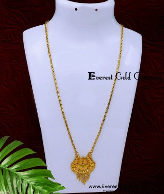 DCHN318 - 1 Gram Gold Plated Long Chain for Women with Pendant
