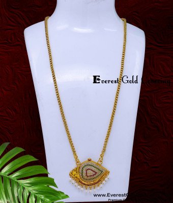DCHN335 - Best Quality Multi Stone Sangu Pendant with Long Chain