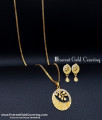 Latest Leaf Design Long Chain Modern Gold Pendant Set pendant set with earrings