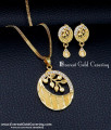 Latest Leaf Design Long Chain Modern Gold Pendant Set pendant set with earrings